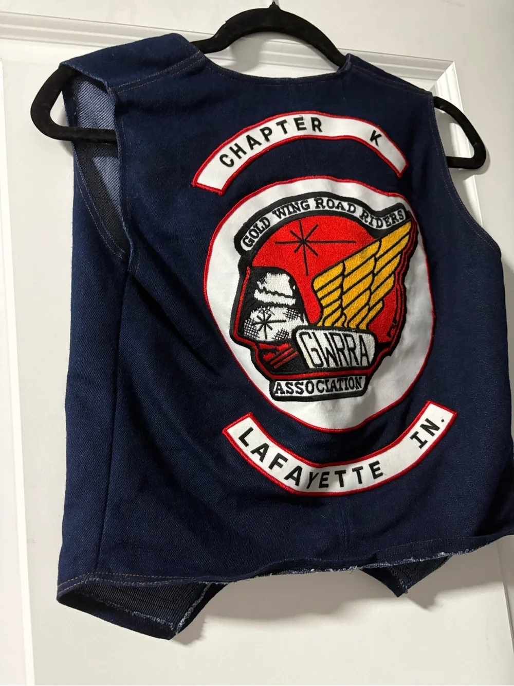 Vintage Navy Denim Vest with Blue Wing Patch